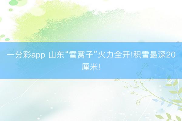 一分彩app 山东“雪窝子”火力全开!积雪最深20厘米!
