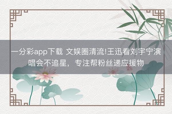 一分彩app下载 文娱圈清流!王迅看刘宇宁演唱会不追星，专注帮粉丝递应援物
