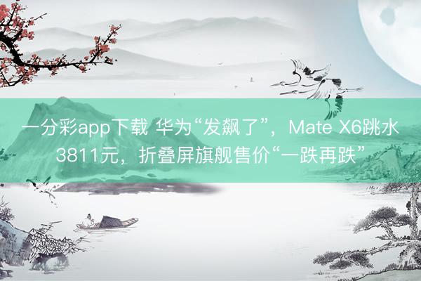 一分彩app下载 华为“发飙了”，Mate X6跳水3811元，折叠屏旗舰售价“一跌再跌”