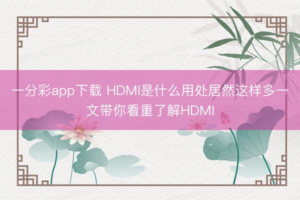 一分彩app下载 HDMI是什么用处居然这样多一文带你看重了解HDMI