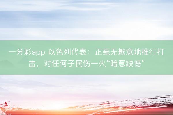 一分彩app 以色列代表：正毫无歉意地推行打击，对任何子民伤一火“暗意缺憾”